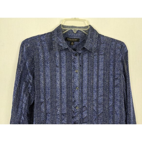 Banana Republic Dillon Class Fit blue sheer career long sleeve blouse XS - Picture 3 of 8